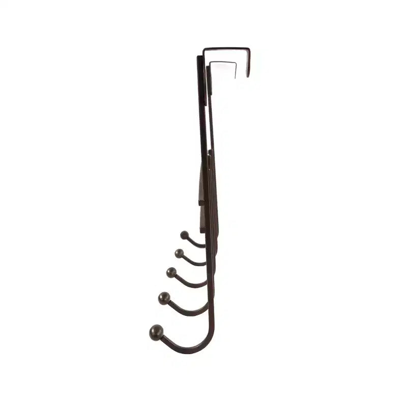Appendiabiti da Porta a 5 Ganci, Design Minimalista in Acciaio, Finitura Marrone