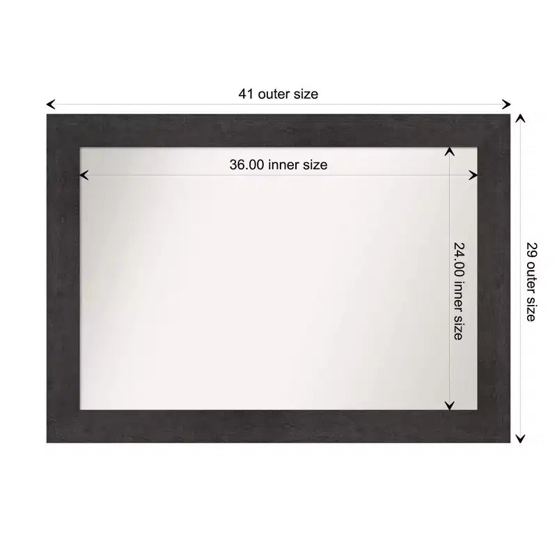 Specchio da parete rustico 42"x30", cornice spessa color espresso con venature del legno
