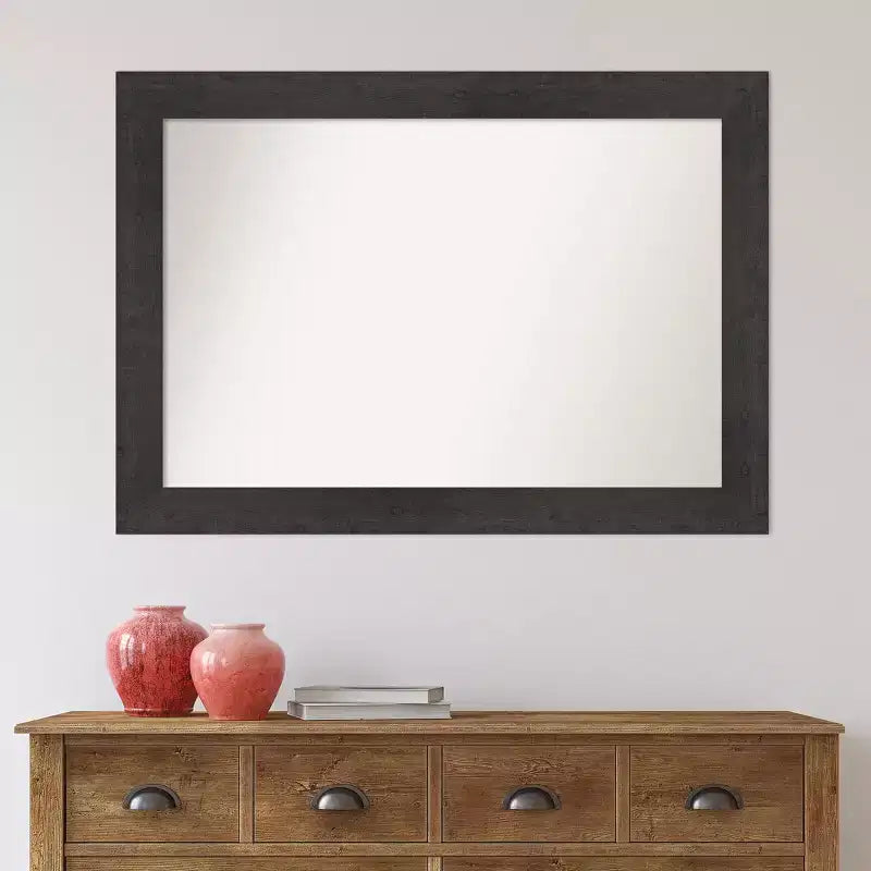 Specchio da parete rustico 42"x30", cornice spessa color espresso con venature del legno