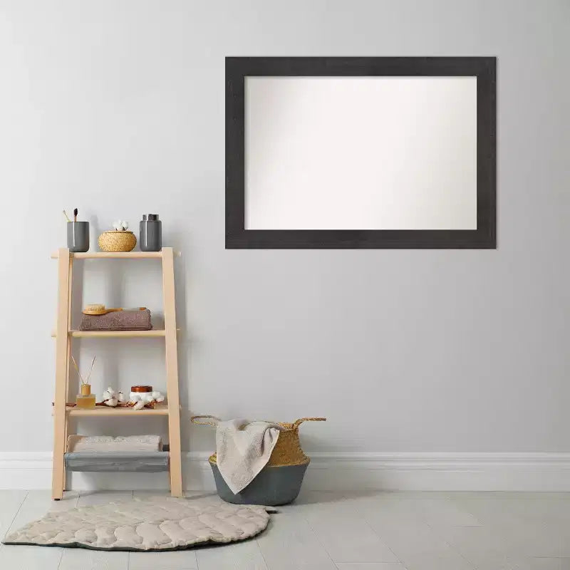 Specchio da parete rustico 42"x30", cornice spessa color espresso con venature del legno