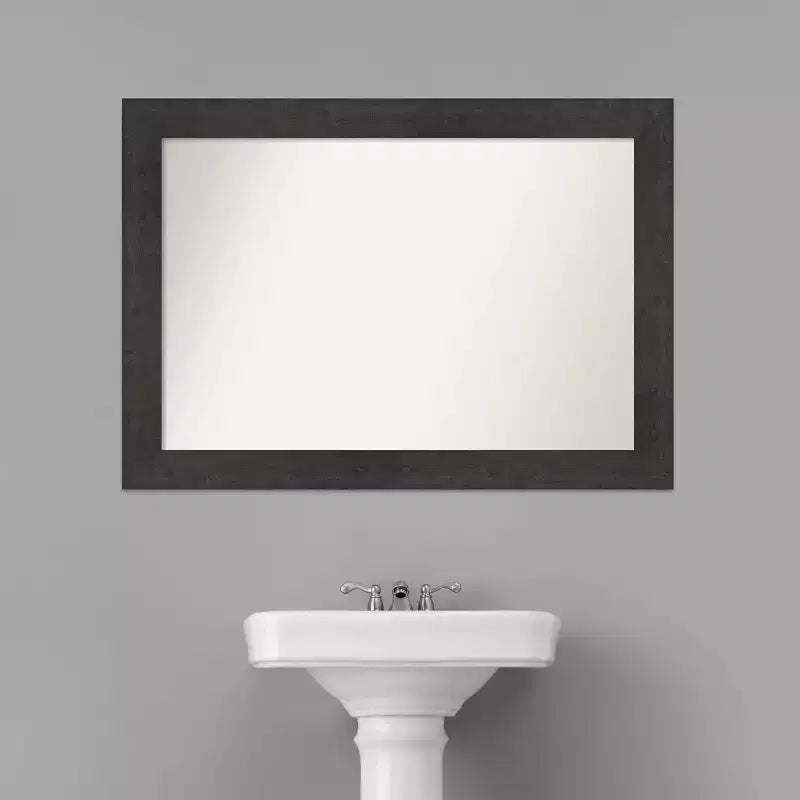 Specchio da parete rustico 42"x30", cornice spessa color espresso con venature del legno