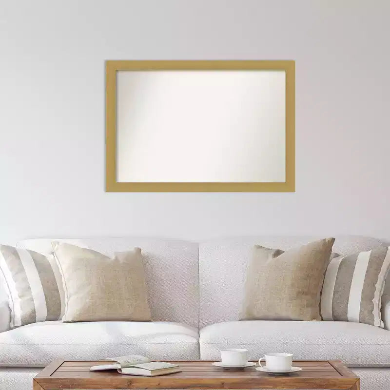 Specchio da parete 101x71cm, cornice oro spazzolato con superficie liscia e piatta