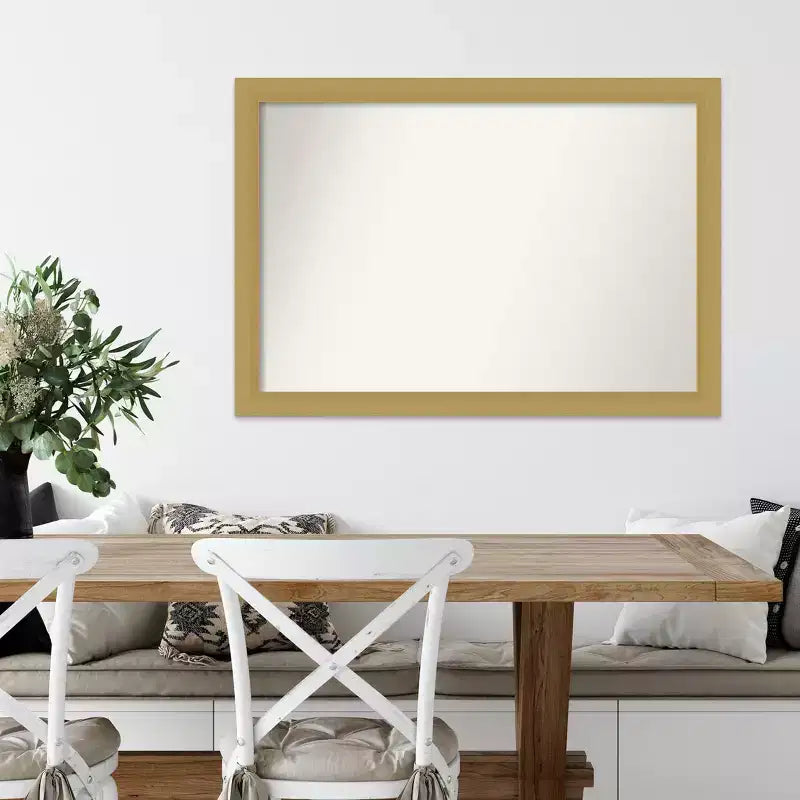 Specchio da parete 101x71cm, cornice oro spazzolato con superficie liscia e piatta