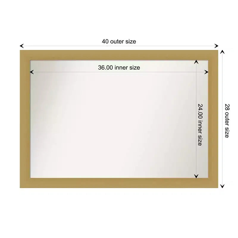 Specchio da parete 101x71cm, cornice oro spazzolato con superficie liscia e piatta