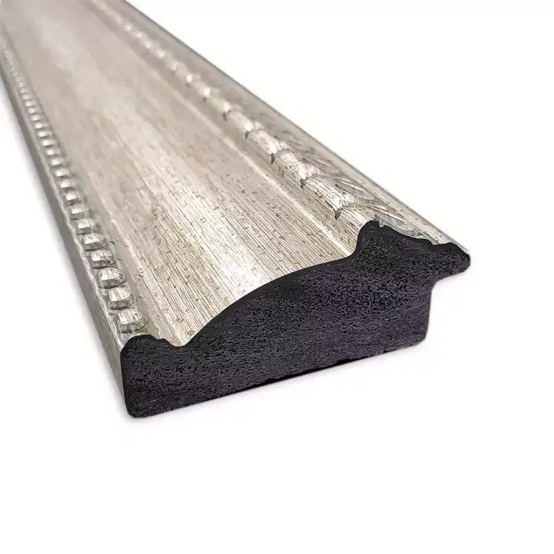Specchio da parete decorato 40"x28", cornice argentata con bordo perlinato e finitura bronzo