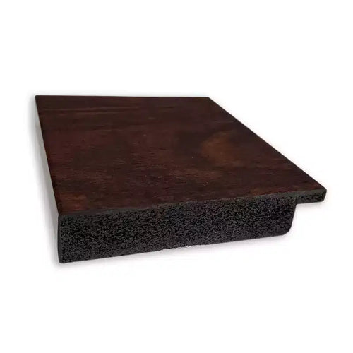 Specchio quadrato da parete per bagno 80x80 cm, cornice in legno noce scuro con venature effetto invecchiato