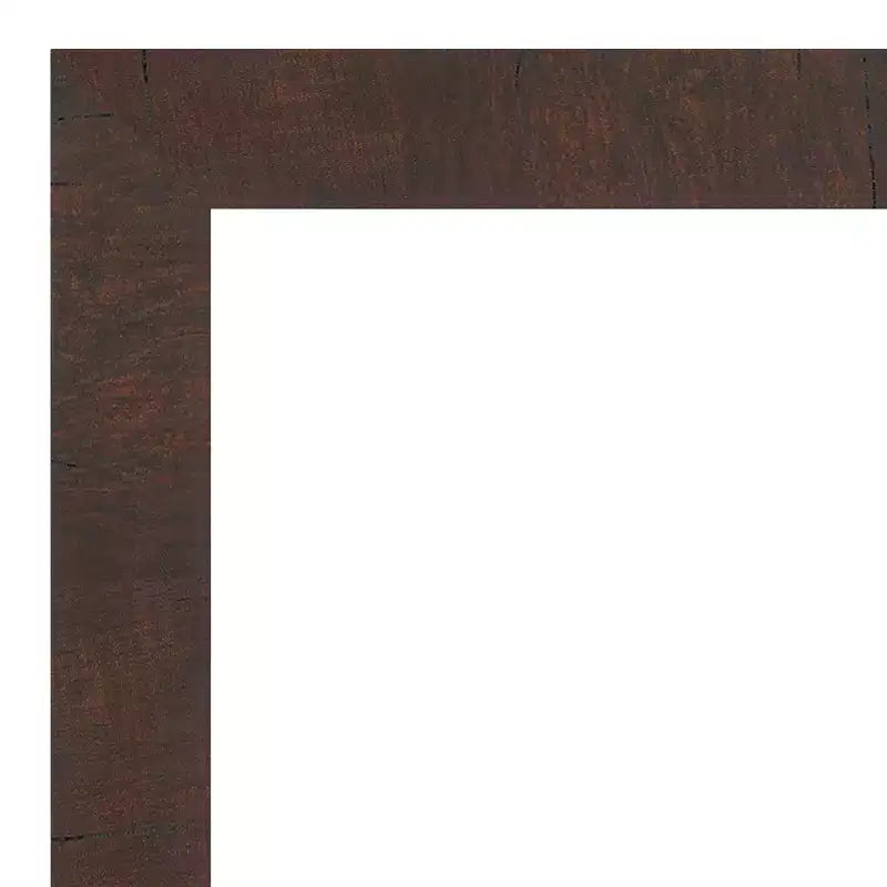 Specchio quadrato da parete per bagno 80x80 cm, cornice in legno noce scuro con venature effetto invecchiato