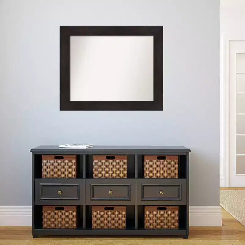 Specchio da parete 86x71 cm, cornice marrone espresso con sottili venature del legno