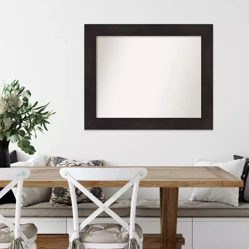 Specchio da parete 86x71 cm, cornice marrone espresso con sottili venature del legno