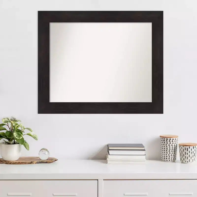 Specchio da parete 86x71 cm, cornice marrone espresso con sottili venature del legno