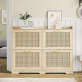 Scarpiera a 4 cassetti in rattan naturale con cassetti sollevabili e ripiani regolabili