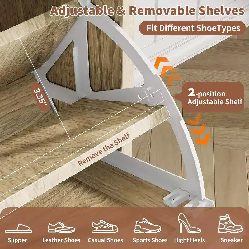 Scarpiera a 4 cassetti in rattan naturale con cassetti sollevabili e ripiani regolabili