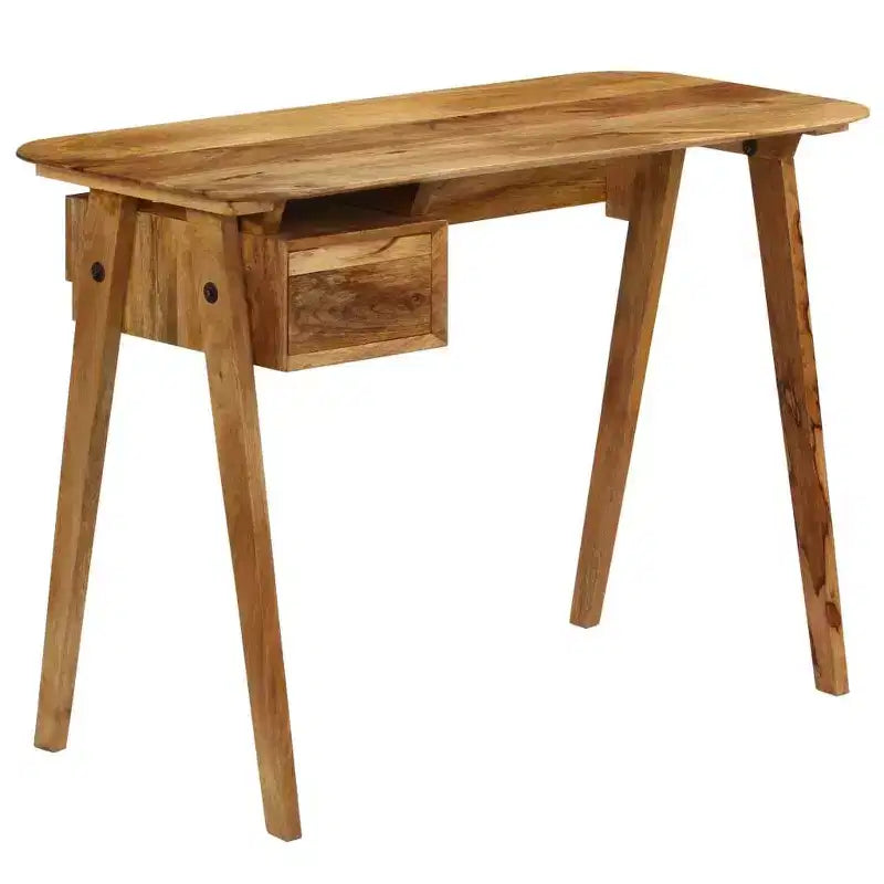 Scrivania in legno massello di mango 110x50x76 cm con cassetto e vano contenitore