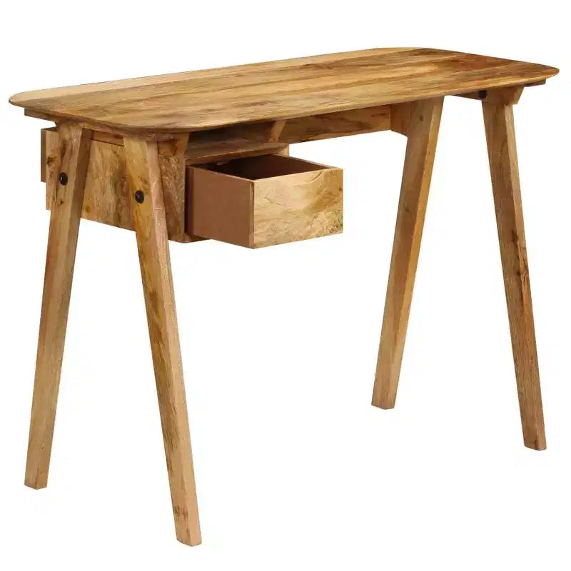 Scrivania in legno massello di mango 110x50x76 cm con cassetto e vano contenitore