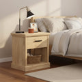 GDFStudio Nolan Modern Wood Nightstand with Drawer and Open Shelf