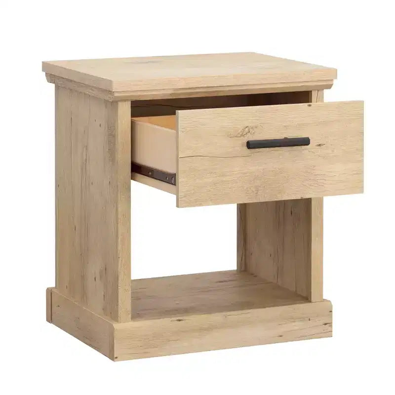 Comodino Moderno in Legno con Cassetto Scorrevole e Ripiano Aperto