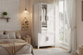 Armoire Wardrobe Closet with 4 Doors,72 in Wooden Wardrobe Cabinet with Hanging Rod, Freestanding Tall Clothing Armoire Storage Cabinet