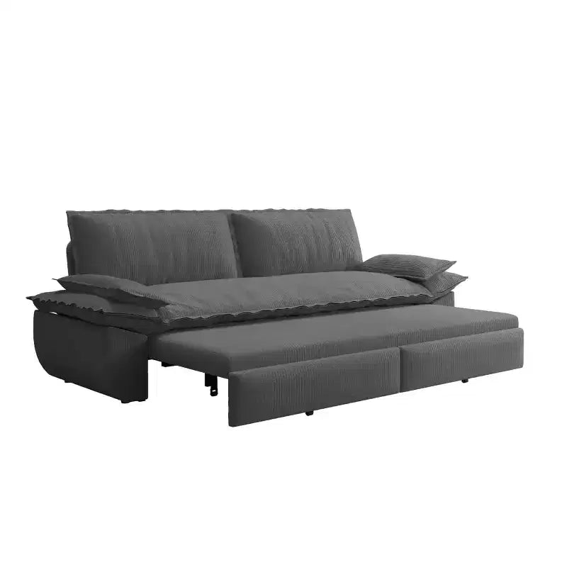 Divano Letto Convertibile 3-in-1 Queen Size con Struttura Estraibile e Tessuto in Velluto a Coste
