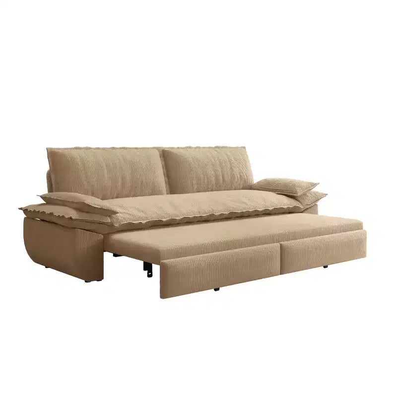 Divano Letto Convertibile 3-in-1 Queen Size con Struttura Estraibile e Tessuto in Velluto a Coste