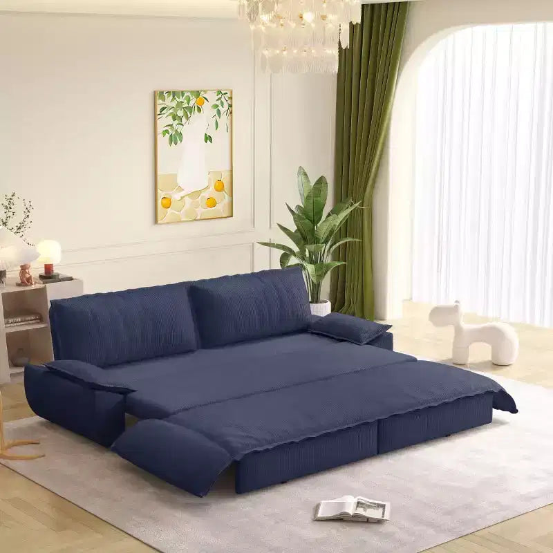 Divano Letto Convertibile 3-in-1 Queen Size con Struttura Estraibile e Tessuto in Velluto a Coste