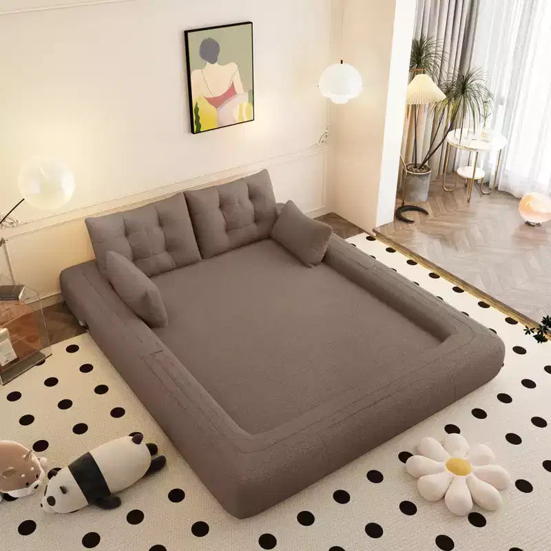 Divano Letto Pieghevole Multifunzionale, Divano Letto Trasformabile 3-in-1 in Tessuto Teddy Imbottito in Schiuma Marrone