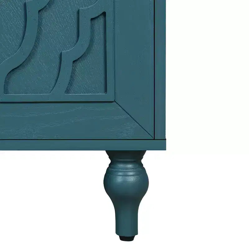 Grande mobile contenitore con maniglia in metallo, ante intagliate a fiori, madia consolle moderna in legno con ripiani regolabili
