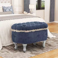 29.5 Panchina Pouf Contenitore per Piedi Letto Retro con Frange, Elegante Pouf Accento Capitonnè per Camera da Letto e Soggiorno, Capacità 136 kg