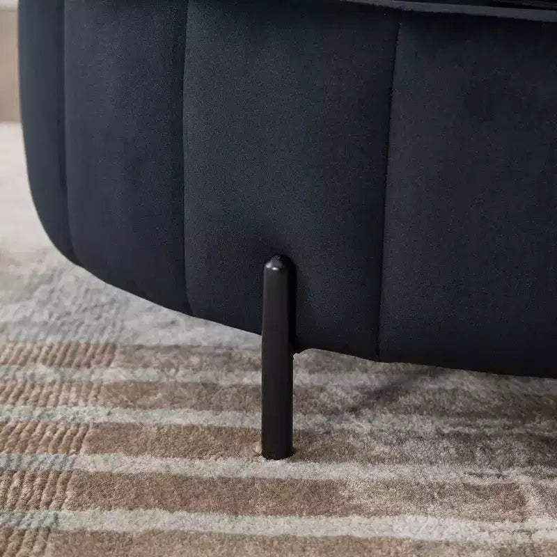 Pouf rotondo da 31.5W con coperchio reversibile, pouf lussuoso in velluto e tavolino da caffè per soggiorno, poggiapiedi d'accento, capacità 125 kg