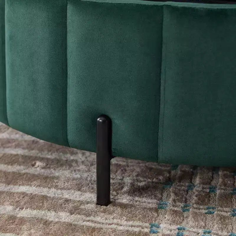 Pouf rotondo da 31.5W con coperchio reversibile, pouf lussuoso in velluto e tavolino da caffè per soggiorno, poggiapiedi d'accento, capacità 125 kg
