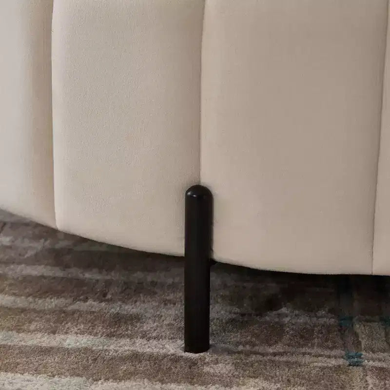 Pouf rotondo da 31.5W con coperchio reversibile, pouf lussuoso in velluto e tavolino da caffè per soggiorno, poggiapiedi d'accento, capacità 125 kg