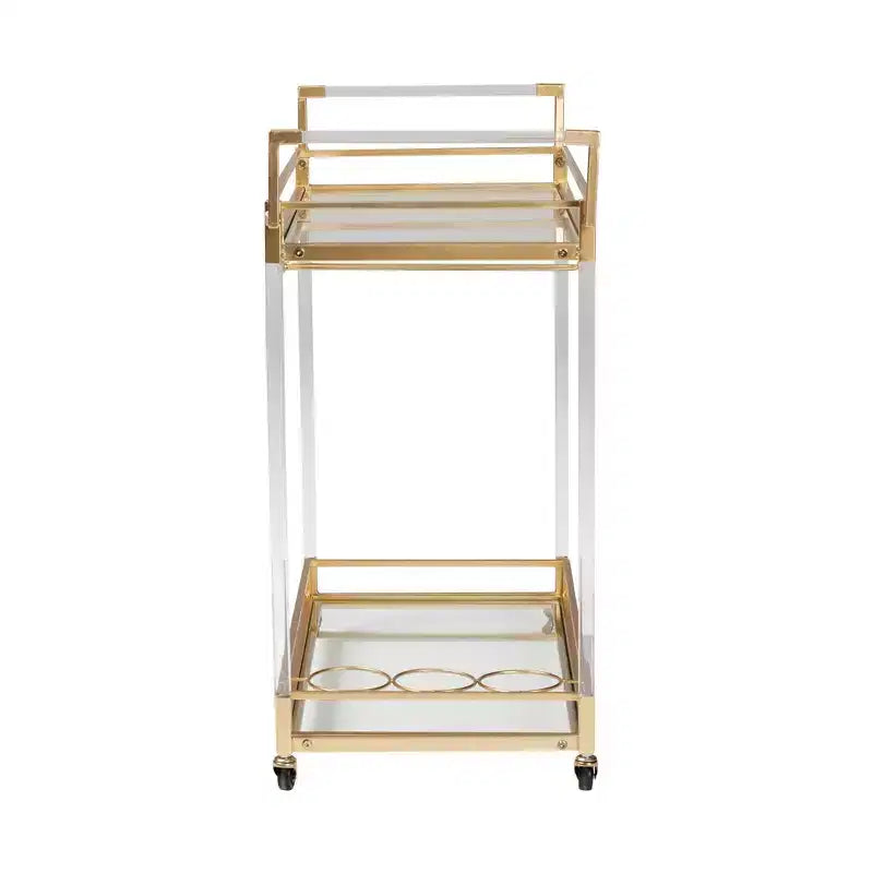 Carrello portavino Savannah in metallo dorato e vetro con portacalici e portabottiglie