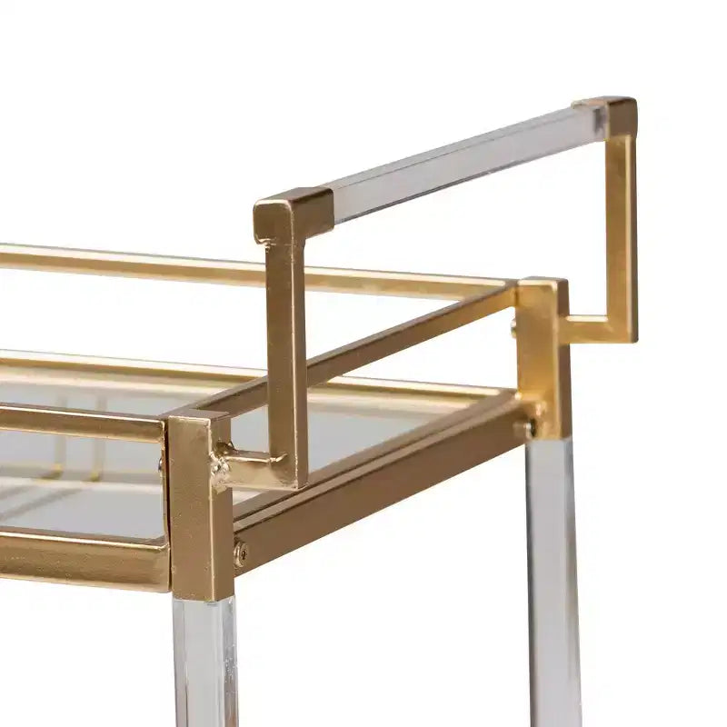 Carrello portavino Savannah in metallo dorato e vetro con portacalici e portabottiglie
