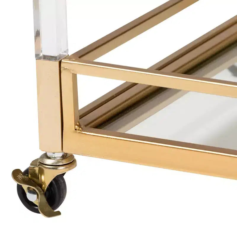 Carrello portavino Savannah in metallo dorato e vetro con portacalici e portabottiglie