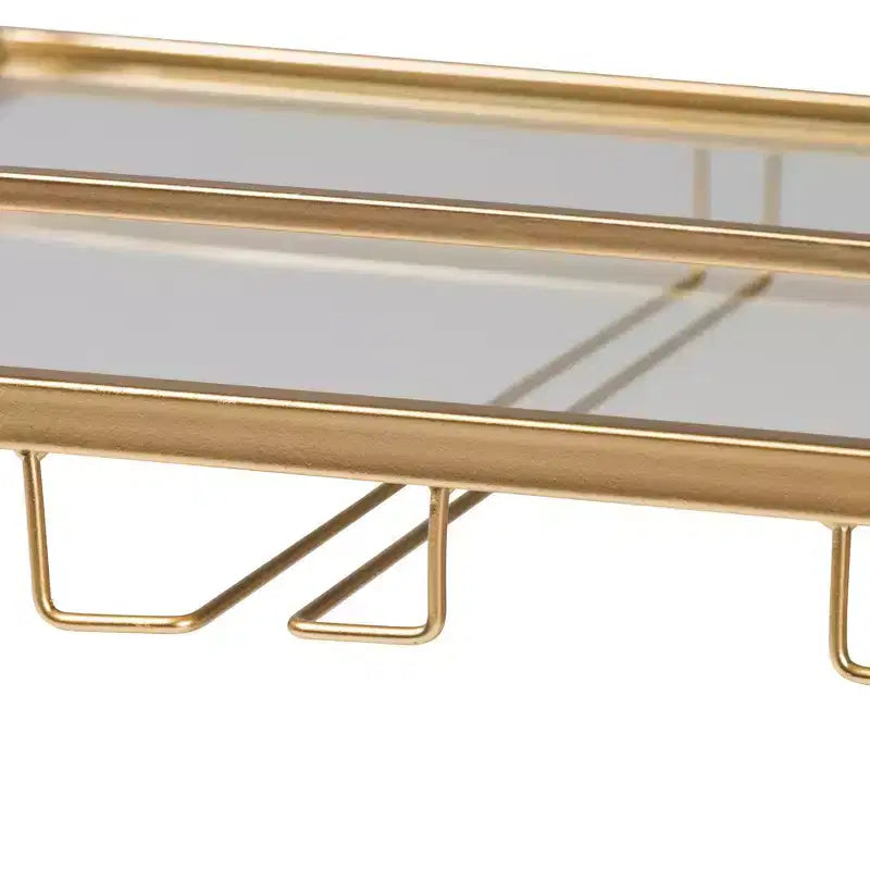 Carrello portavino Savannah in metallo dorato e vetro con portacalici e portabottiglie