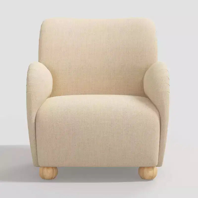 Poltroncina Accento in Lino con Seduta e Schienale Imbottiti, Struttura in Legno Massello di Pino