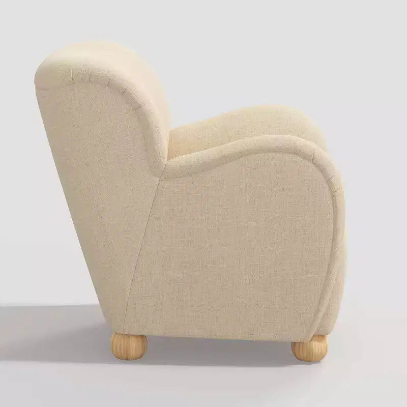 Poltroncina Accento in Lino con Seduta e Schienale Imbottiti, Struttura in Legno Massello di Pino