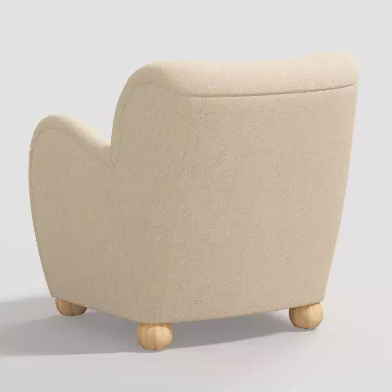 Poltroncina Accento in Lino con Seduta e Schienale Imbottiti, Struttura in Legno Massello di Pino