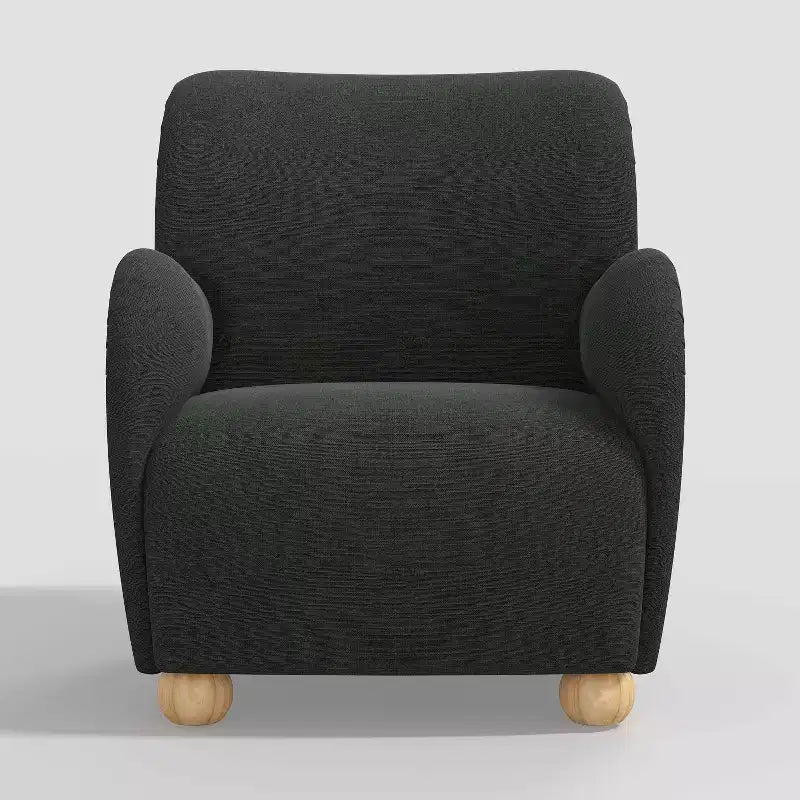 Poltroncina Accento in Lino con Seduta e Schienale Imbottiti, Struttura in Legno Massello di Pino
