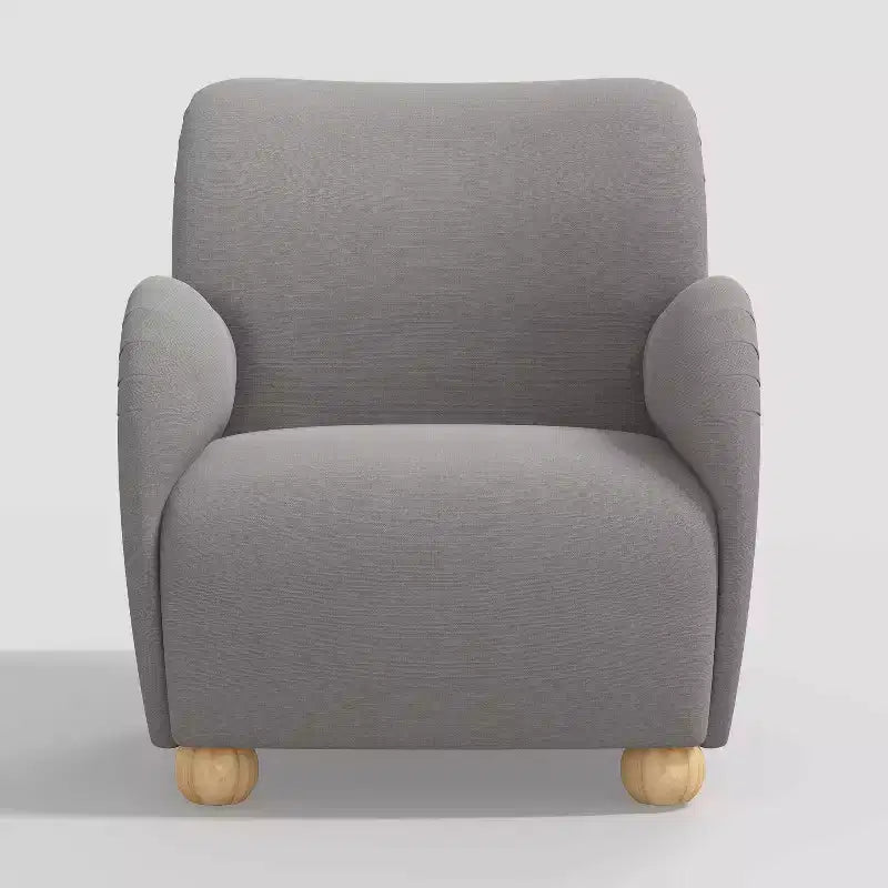 Poltroncina Accento in Lino con Seduta e Schienale Imbottiti, Struttura in Legno Massello di Pino