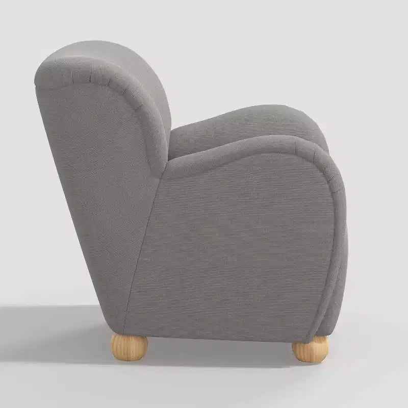 Poltroncina Accento in Lino con Seduta e Schienale Imbottiti, Struttura in Legno Massello di Pino