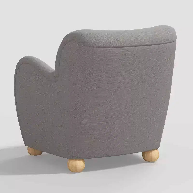 Poltroncina Accento in Lino con Seduta e Schienale Imbottiti, Struttura in Legno Massello di Pino