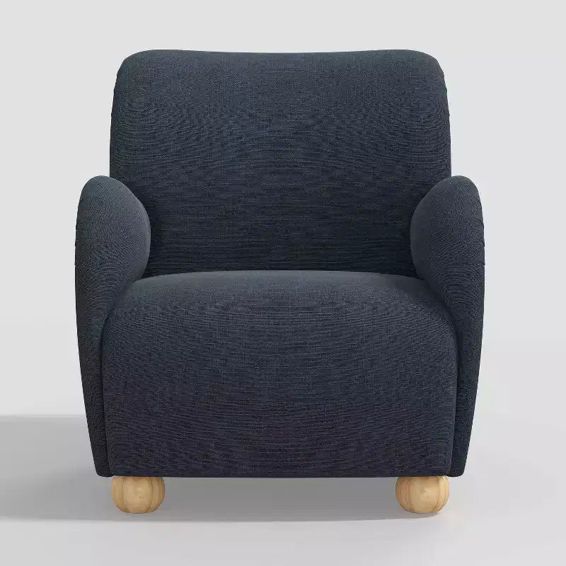 Poltroncina Accento in Lino con Seduta e Schienale Imbottiti, Struttura in Legno Massello di Pino
