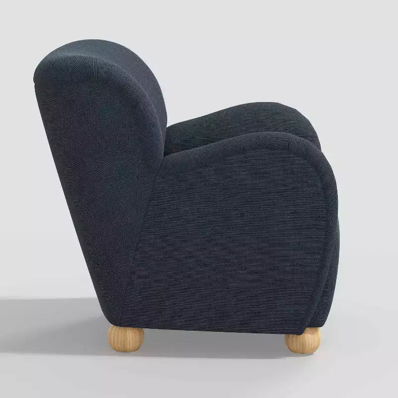 Poltroncina Accento in Lino con Seduta e Schienale Imbottiti, Struttura in Legno Massello di Pino