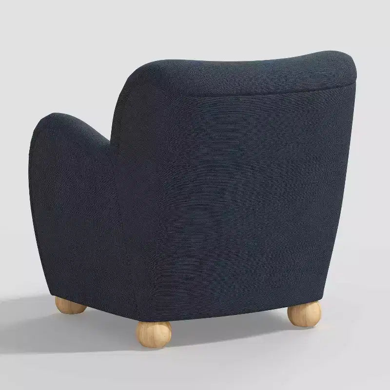 Poltroncina Accento in Lino con Seduta e Schienale Imbottiti, Struttura in Legno Massello di Pino