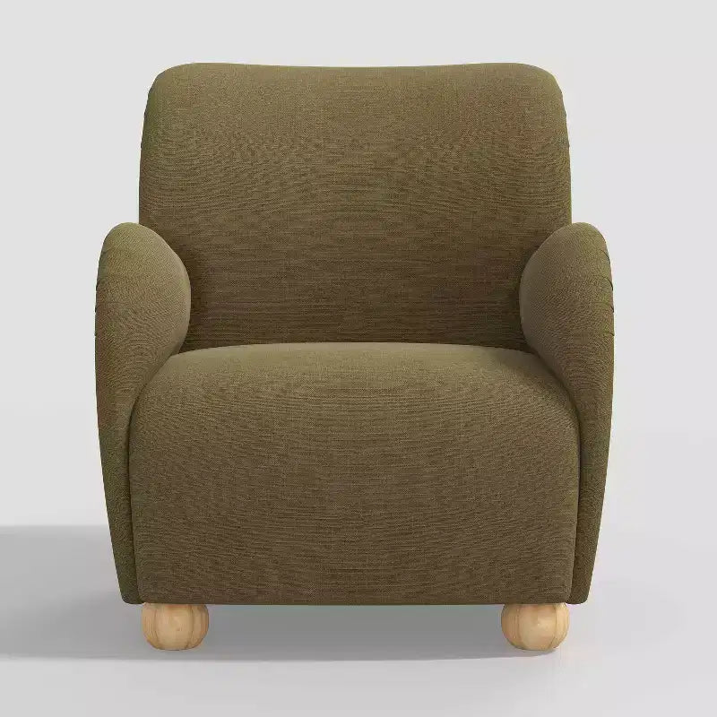 Poltroncina Accento in Lino con Seduta e Schienale Imbottiti, Struttura in Legno Massello di Pino