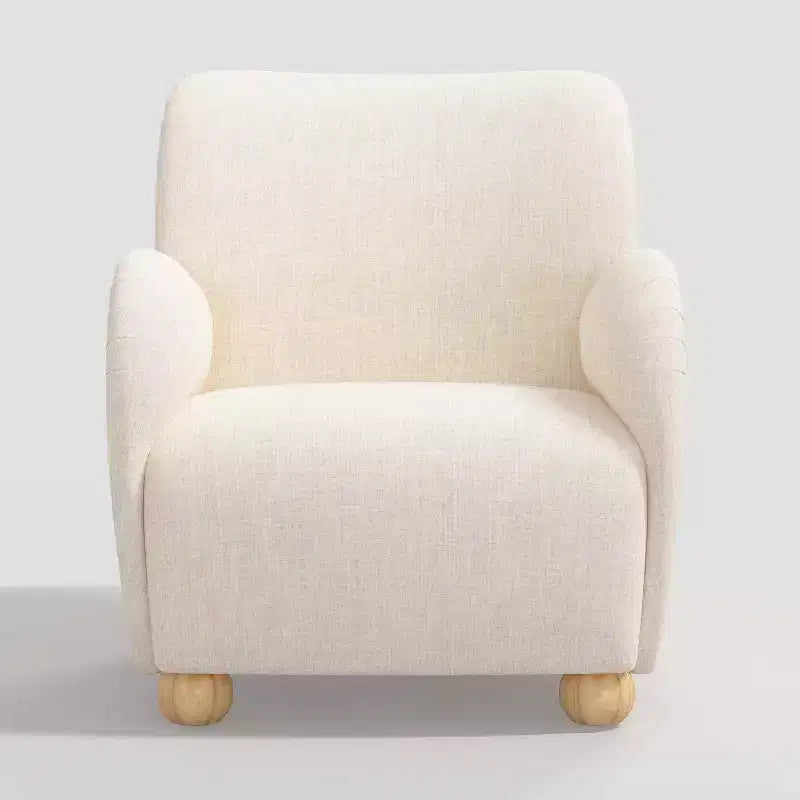 Poltroncina Accento in Lino con Seduta e Schienale Imbottiti, Struttura in Legno Massello di Pino