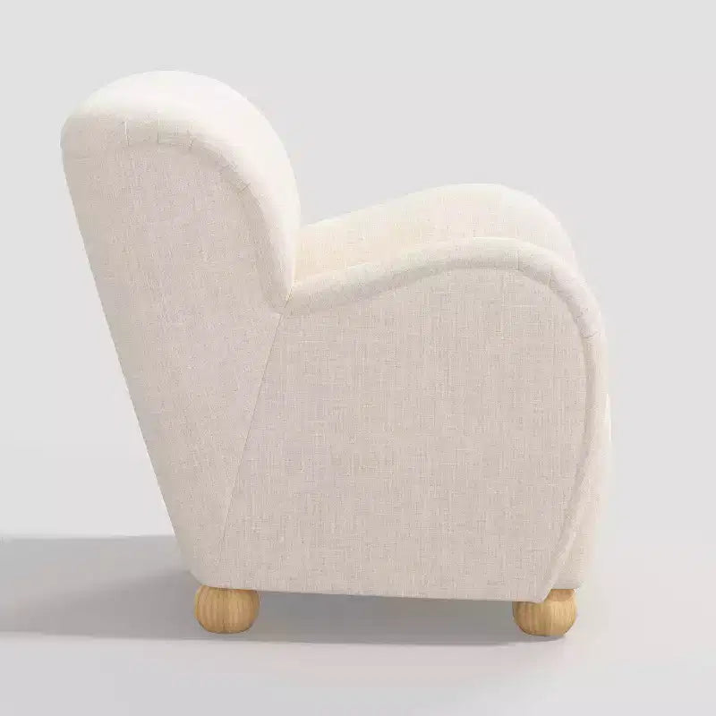 Poltroncina Accento in Lino con Seduta e Schienale Imbottiti, Struttura in Legno Massello di Pino