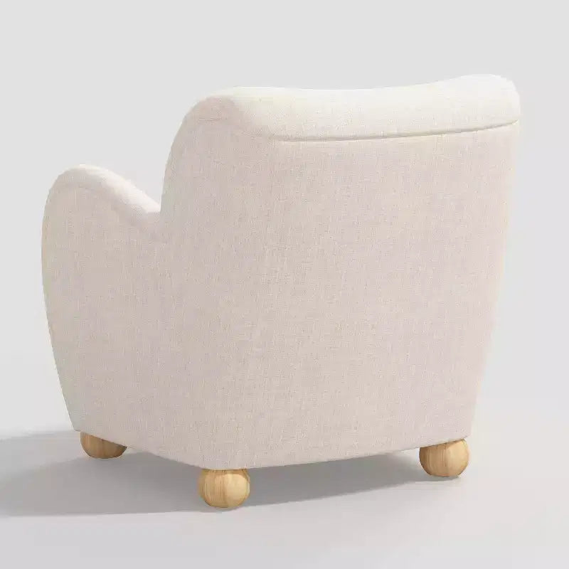 Poltroncina Accento in Lino con Seduta e Schienale Imbottiti, Struttura in Legno Massello di Pino