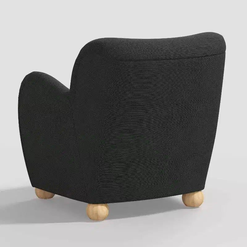 Poltroncina Accento in Lino con Seduta e Schienale Imbottiti, Struttura in Legno Massello di Pino