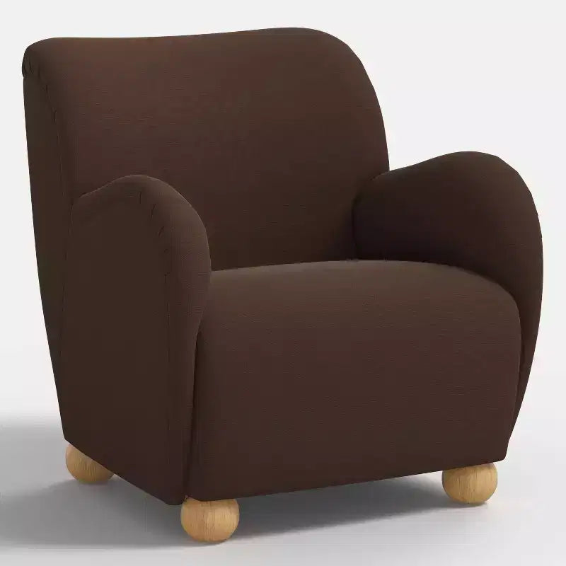 Poltroncina Accento in Lino con Seduta e Schienale Imbottiti, Struttura in Legno Massello di Pino